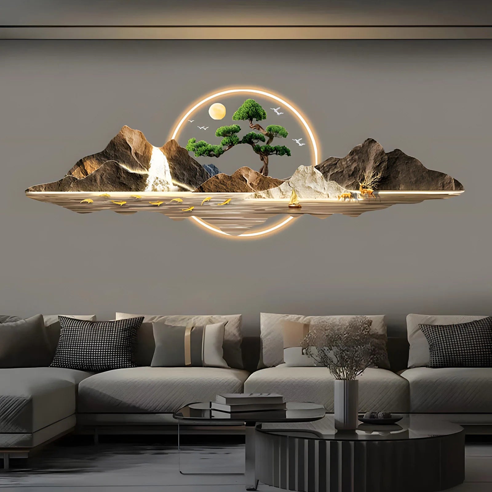 Dlight Decor Acrylic Carved LED Wall Art Light C / 120cmx40cm Wall Art