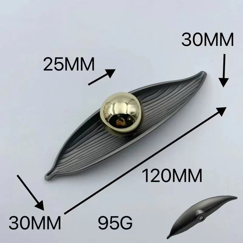 Creative Leaf Ball Zinc Alloy Furniture Handle – Gold Knob for Modern Elegance Gray large Knobs