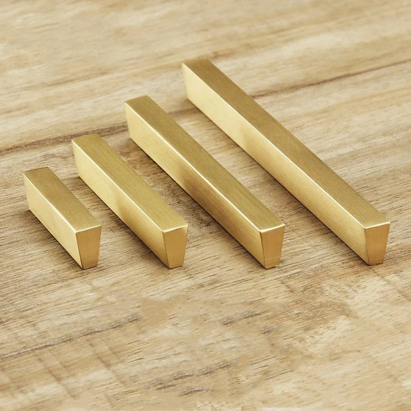 Brass Trapezoidal Cabinet Handles - High-End Golden Drawer Pulls for Wardrobes and Furniture Handles