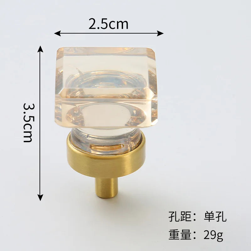 Brass Crystal Cupboard Cabinet Handle Kitchen Drawer Knobs Light Luxury Furniture Hardware Transparent Handle Home