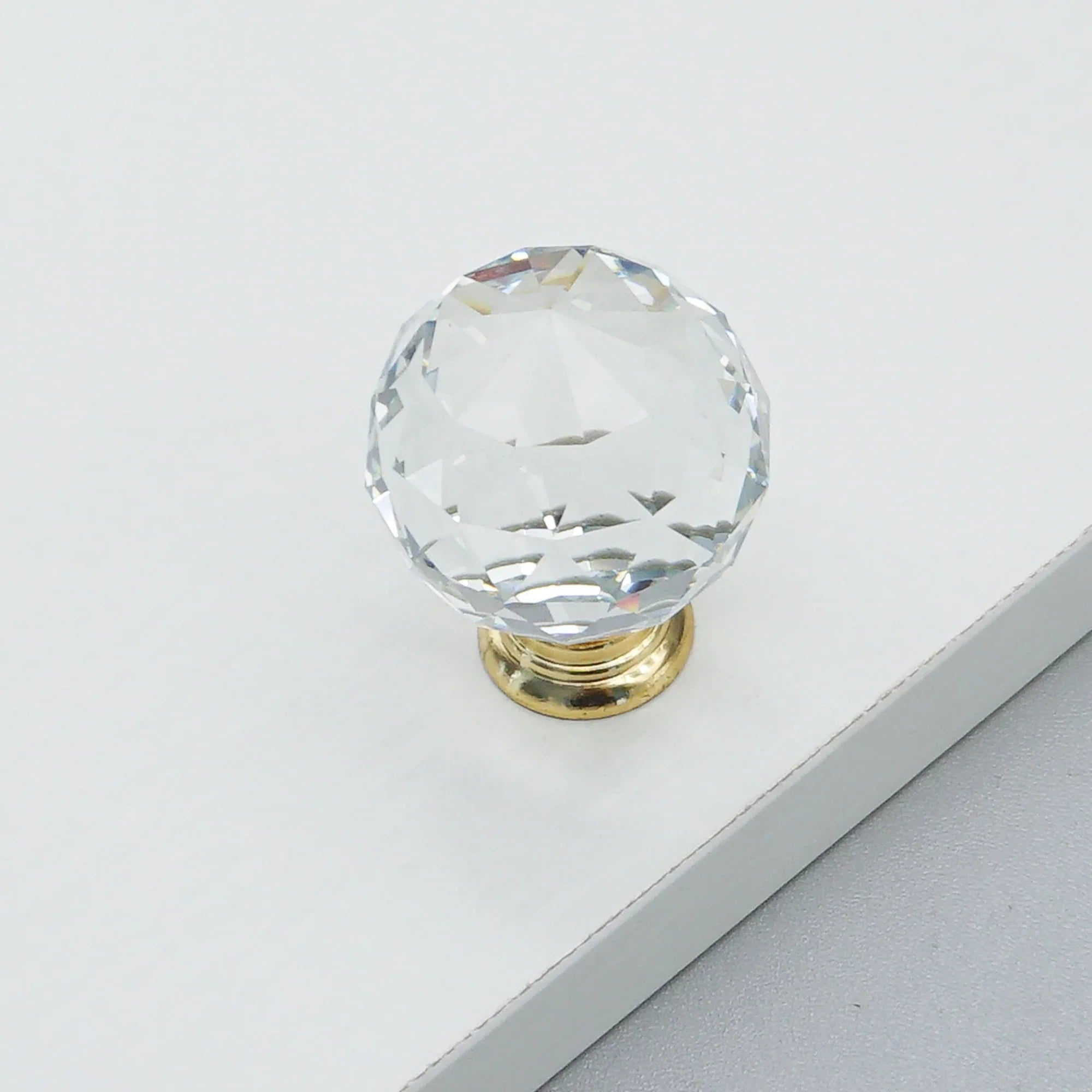 Luxury Gold Chrome Cabinet Handles – Modern Zinc Alloy and Crystal Glass Drawer Knobs for Wardrobes and Dressers large