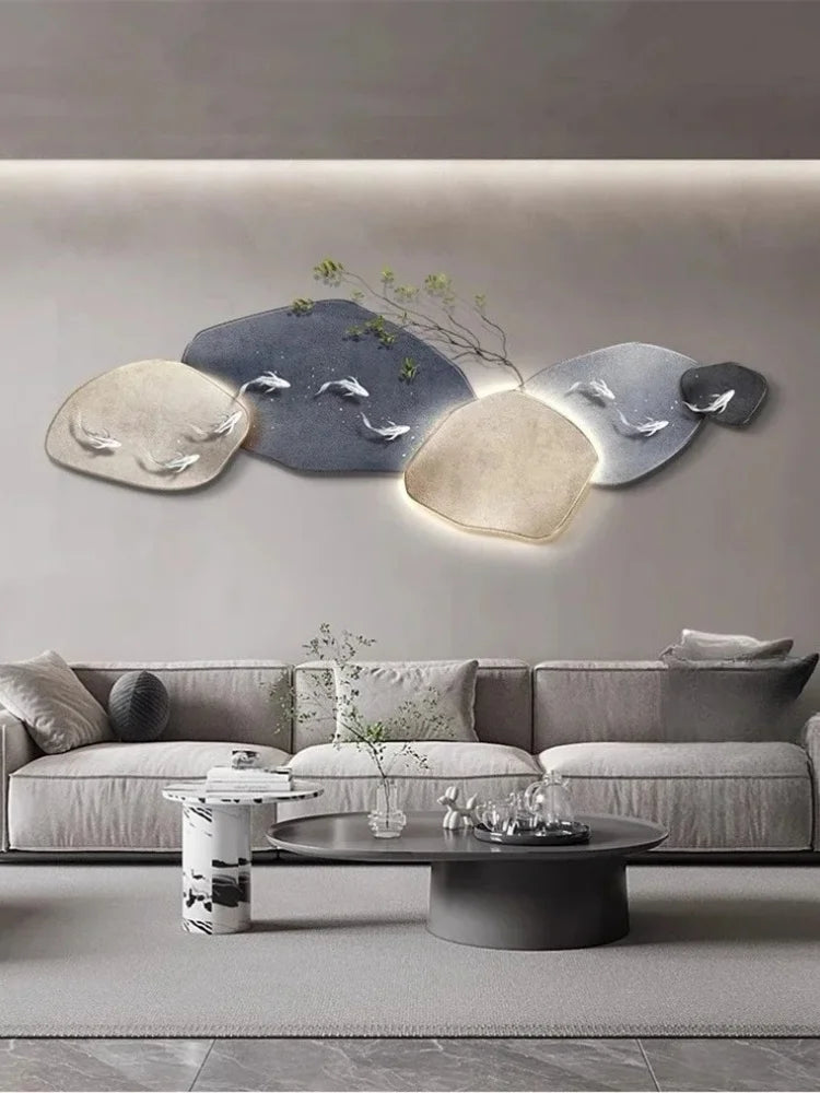 Dlight Decor 3D Nine Fish Wall Lamp Mural Art Wall Art