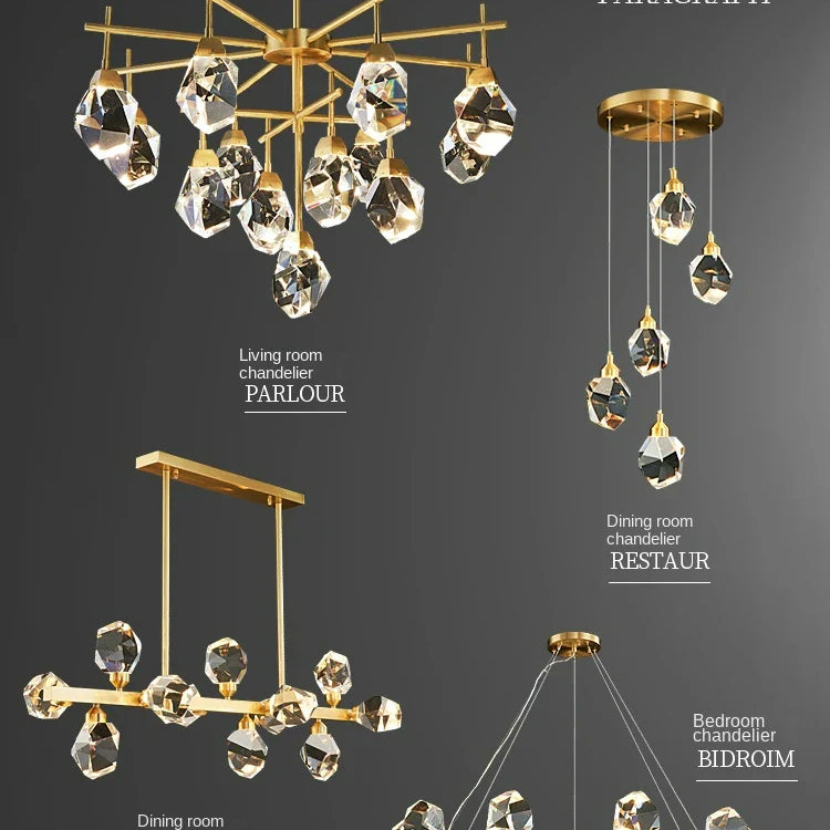 Luxury Crystal Living Room Chandelier - Modern Decor Pendant Light Fixture For Bedrooms Dining