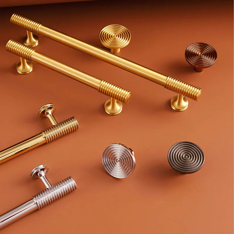 Gold Chrome Polished Gold Spiral Deco Furniture Handles – Modern Kitchen Cabinet and Wardrobe Pulls Handles