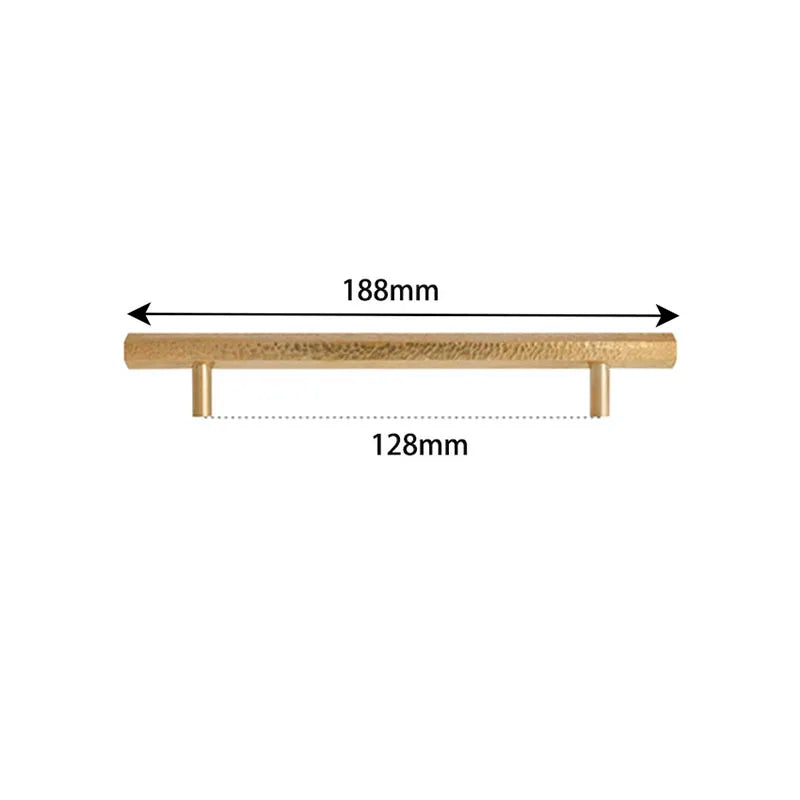 LUX Brass Hammered Hexagonal T-Bar Handles – Long Cabinet and Wardrobe Pulls (600mm/1000mm) 7.4 inches length Handles