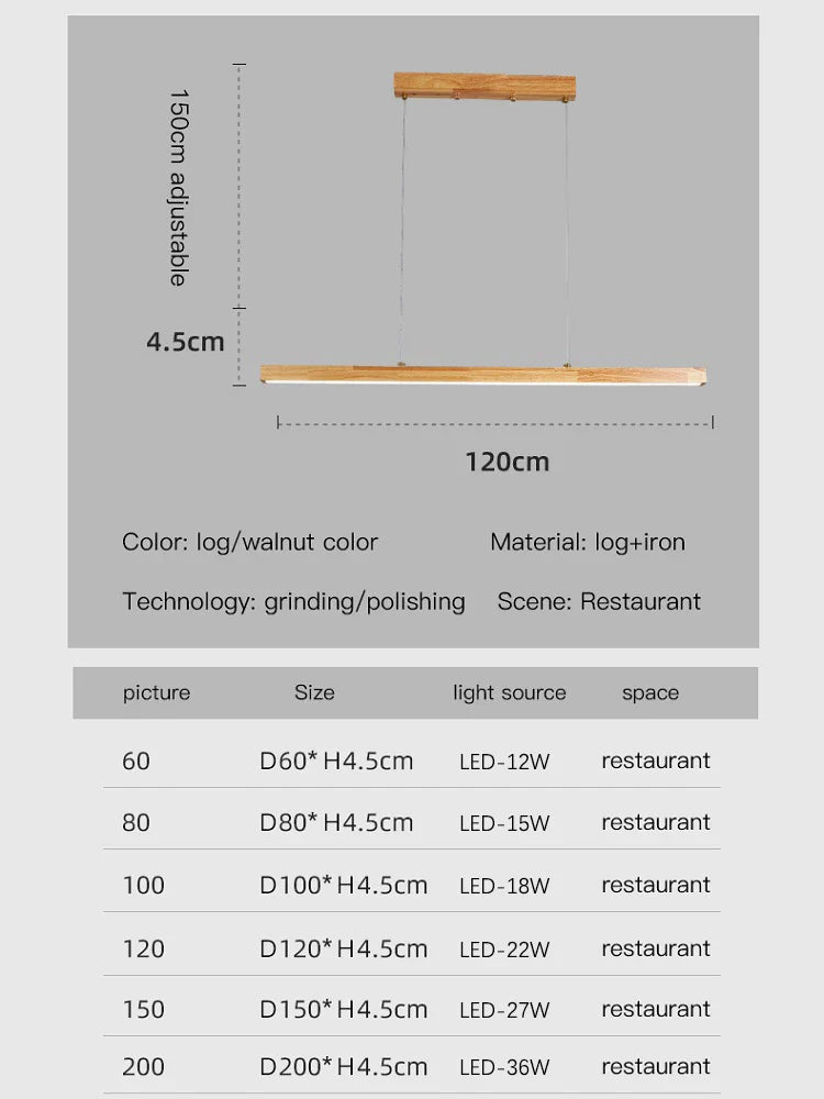Contemporary Wooden Chandelier - Ideal For Dining Rooms Kitchens Shops And Long Tables With Led