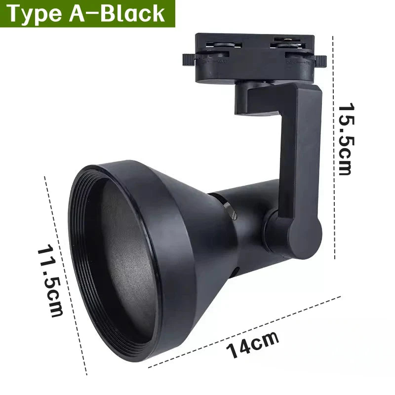 E27 LED Track Light Holder Base - 2-Wire Rotatable Ceiling Rail Lamp Fittings A Black ceiling light