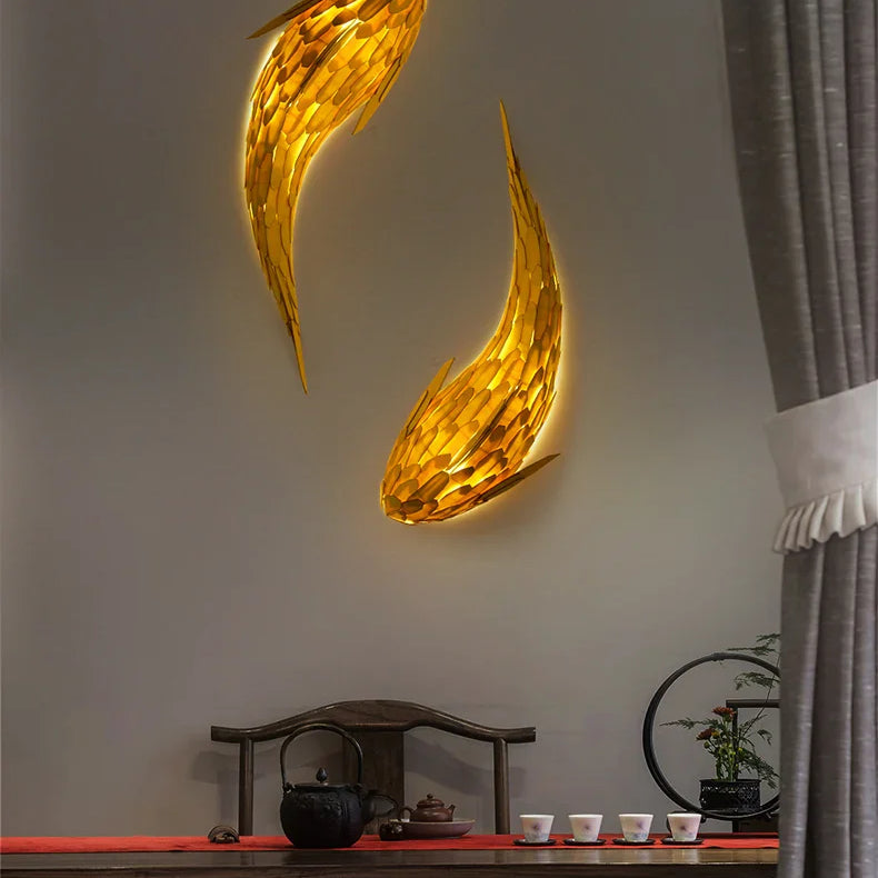 Dlight Decor Japanese Fish Wall Lamp Sculpture Wall Art