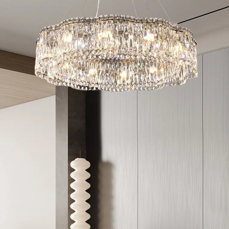 Elegant Chrome Stainless Steel K9 Crystal Chandelier - A Modern Luxury Lighting Fixture For Living