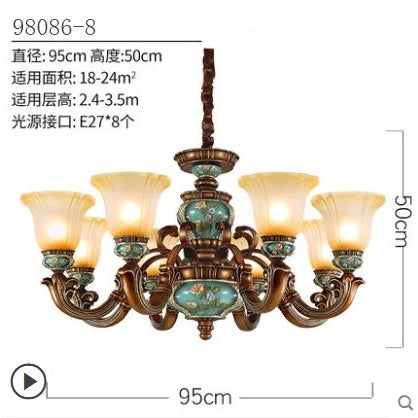 8 Heads D95xH50cm European Vintage Resin Chandelier variant