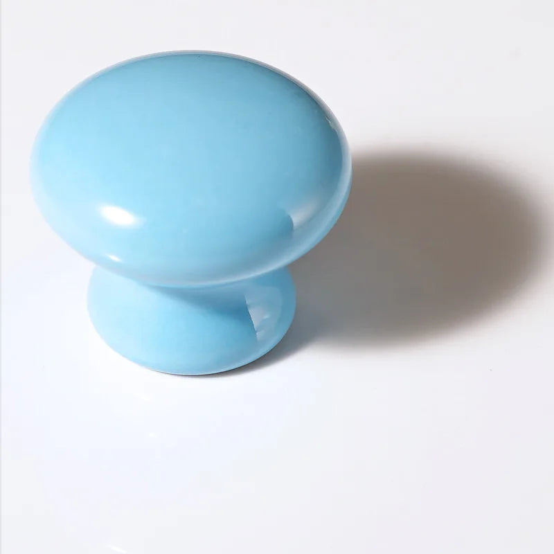 Cartoon Ceramic Cabinet Handles – Single Hole Circular Knobs for Children’s Room Furniture sky blue Knobs