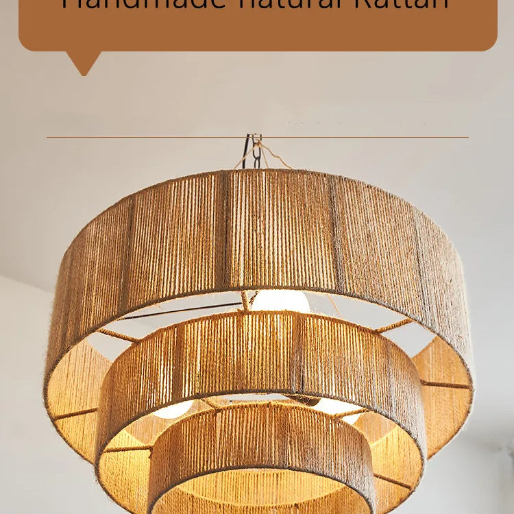 Bohemian Retro Chandelier - Handmade Rattan Pendant Lamps For Creative Country - Style Decor Lights