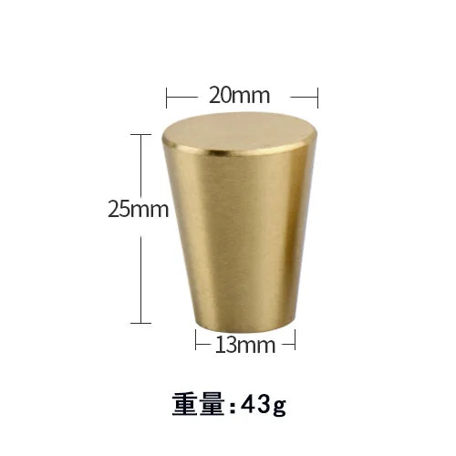 Modern Pure Brass Cabinet Handles - Single Hole Brushed Gold Drawer Knobs for Kitchen and Wardrobes 2-large Knonbs