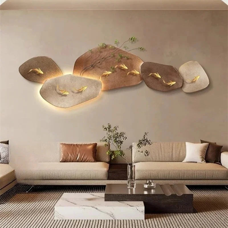 Dlight Decor 3D Nine Fish Wall Lamp Mural Art Wall Art