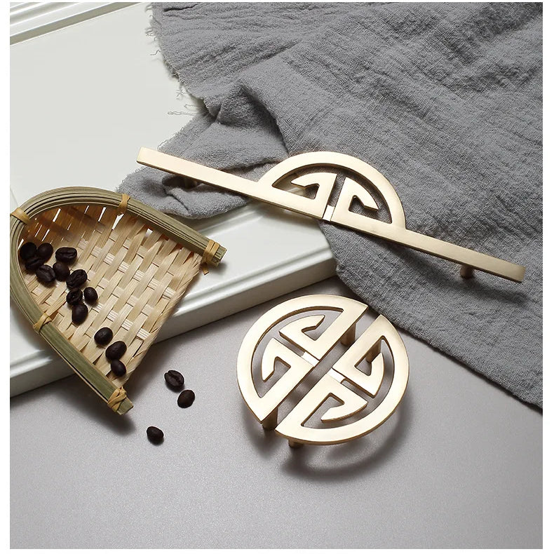 New Chinese-Style Zinc Alloy Cabinet Handles – Elegant Gold Pulls for Wardrobes Drawers and Cupboards Handles
