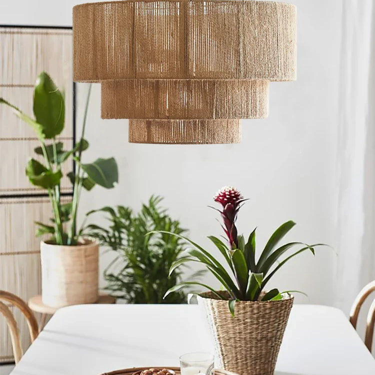 Bohemian Retro Chandelier - Handmade Rattan Pendant Lamps For Creative Country - Style Decor Lights