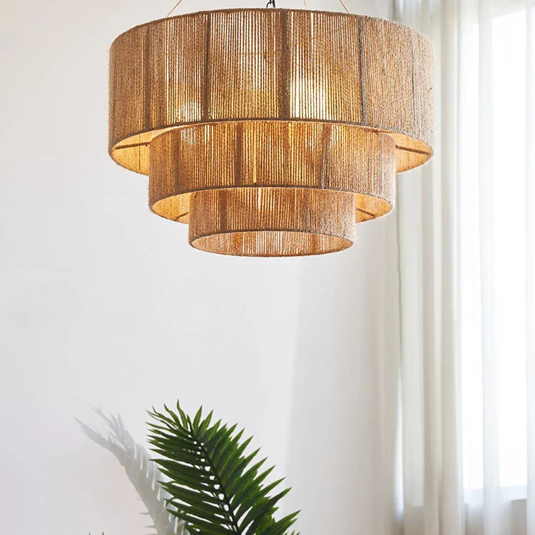 Bohemian Retro Chandelier - Handmade Rattan Pendant Lamps For Creative Country - Style Decor Lights