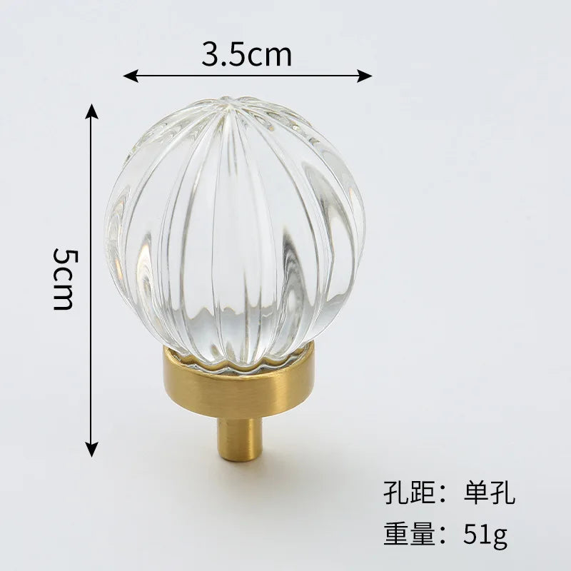 Brass Crystal Cupboard Cabinet Handle Kitchen Drawer Knobs Light Luxury Furniture Hardware Transparent Handle Home