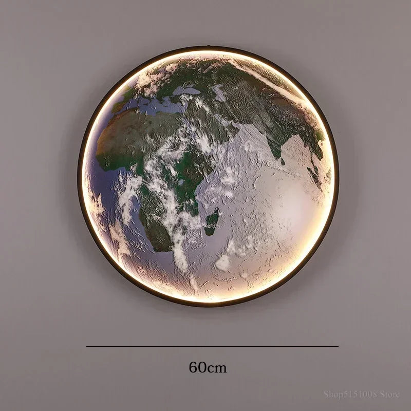 Dlight Decor Planet Mural Wall Light for Interiors Earth A 60cm / White light Wall Art