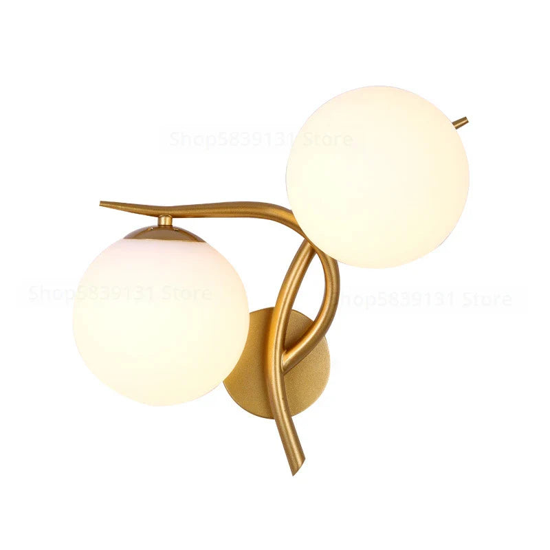 Nordic Modern Iron Wall Lamps - Led Bedroom Bed Lamp With Glass Ball Decor Indoor Lights For