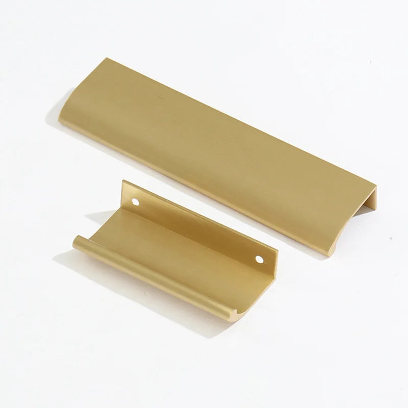 Long Hidden Brass Handle Invisible Solid Brass Pull for Kitchen Cabinet Gold Drawer Knobs Furniture Door Handles Pulls