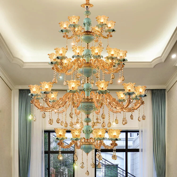European - Style Duplex Building Chandelier - Elegance For Living Rooms Hotels And Ceramic