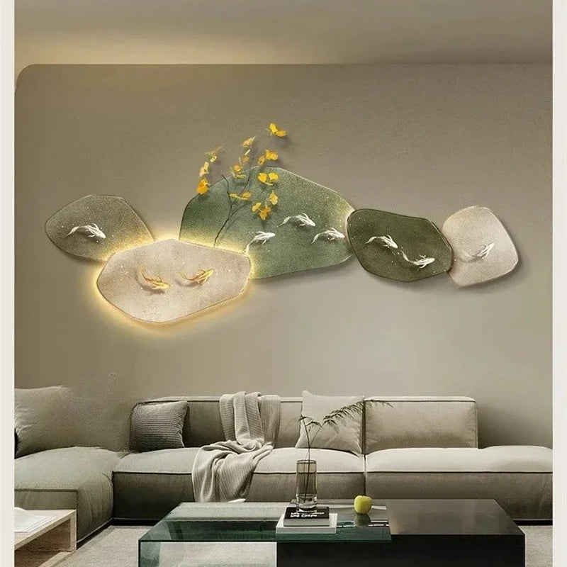 Dlight Decor 3D Nine Fish Wall Lamp Mural Art Wall Art