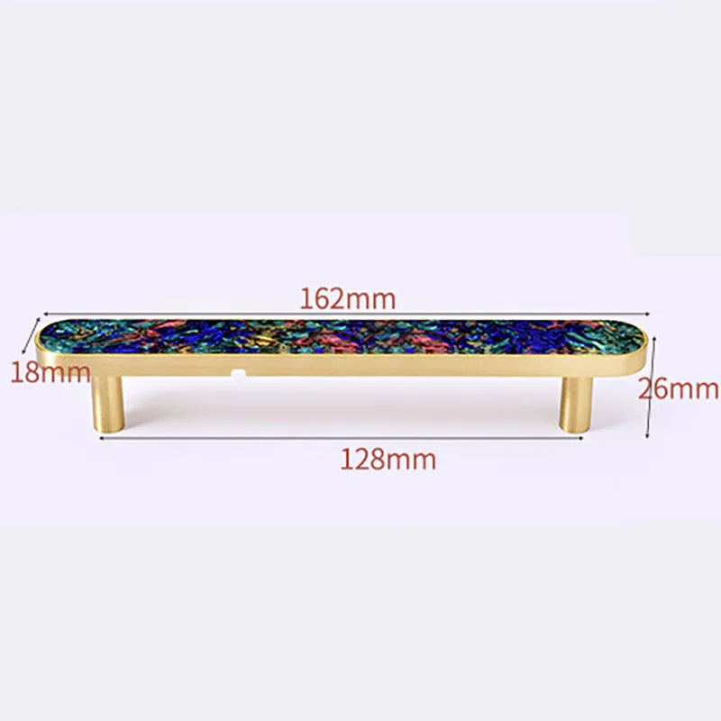 Brass and Acrylic Cabinet Handles – Colorful European Wardrobe Pulls for Furniture (96/128mm Hole Distance) 162mm C