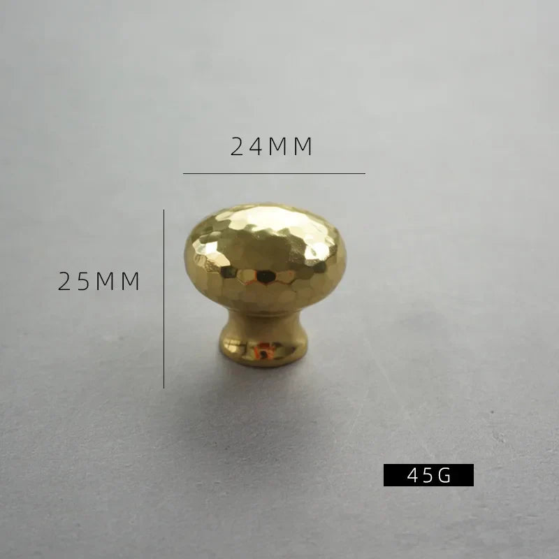 Nordic Handmade Brass Hammered Cabinet Handles – High-End Pulls for Drawers Wardrobes and Kitchen Furniture Mushroom