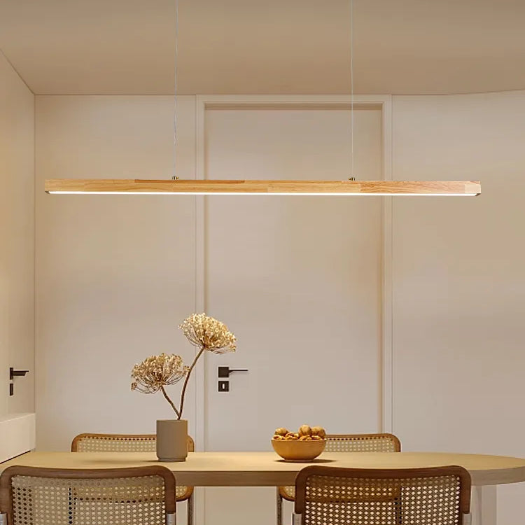 Contemporary Wooden Chandelier - Ideal For Dining Rooms Kitchens Shops And Long Tables With Led