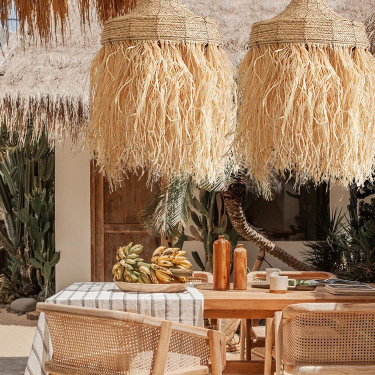 Wabi Sabi Rattan Grass Pendant Lamps - Handmade Japanese - Inspired Natural Lighting With Simple