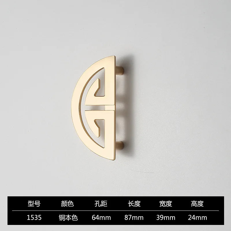 New Chinese-Style Zinc Alloy Cabinet Handles – Elegant Gold Pulls for Wardrobes Drawers and Cupboards Golden-64mm / 1