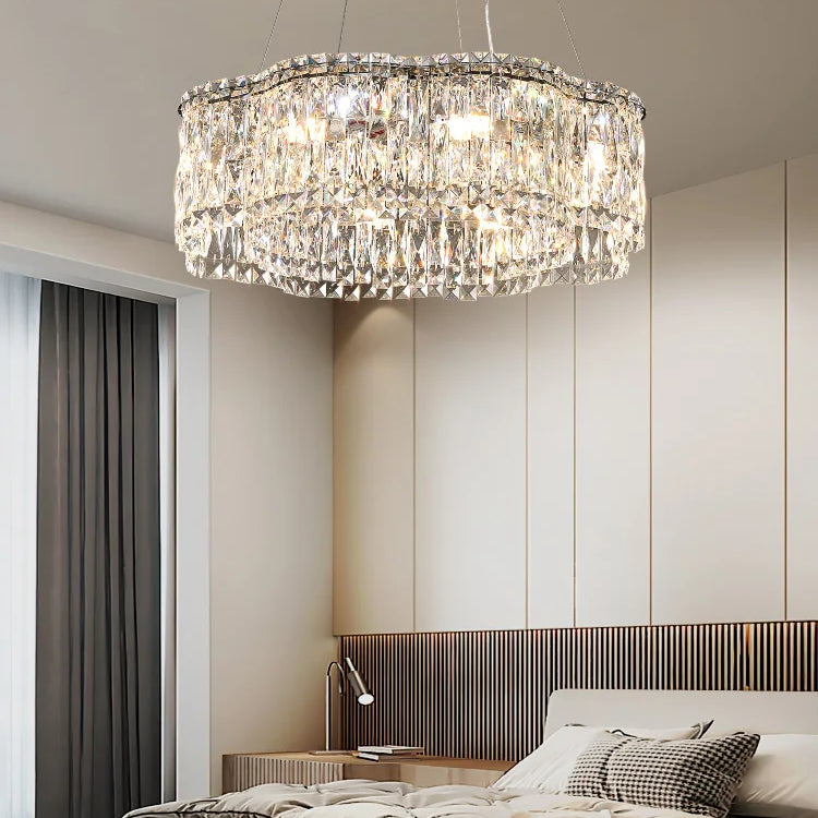 Elegant Chrome Stainless Steel K9 Crystal Chandelier - A Modern Luxury Lighting Fixture For Living