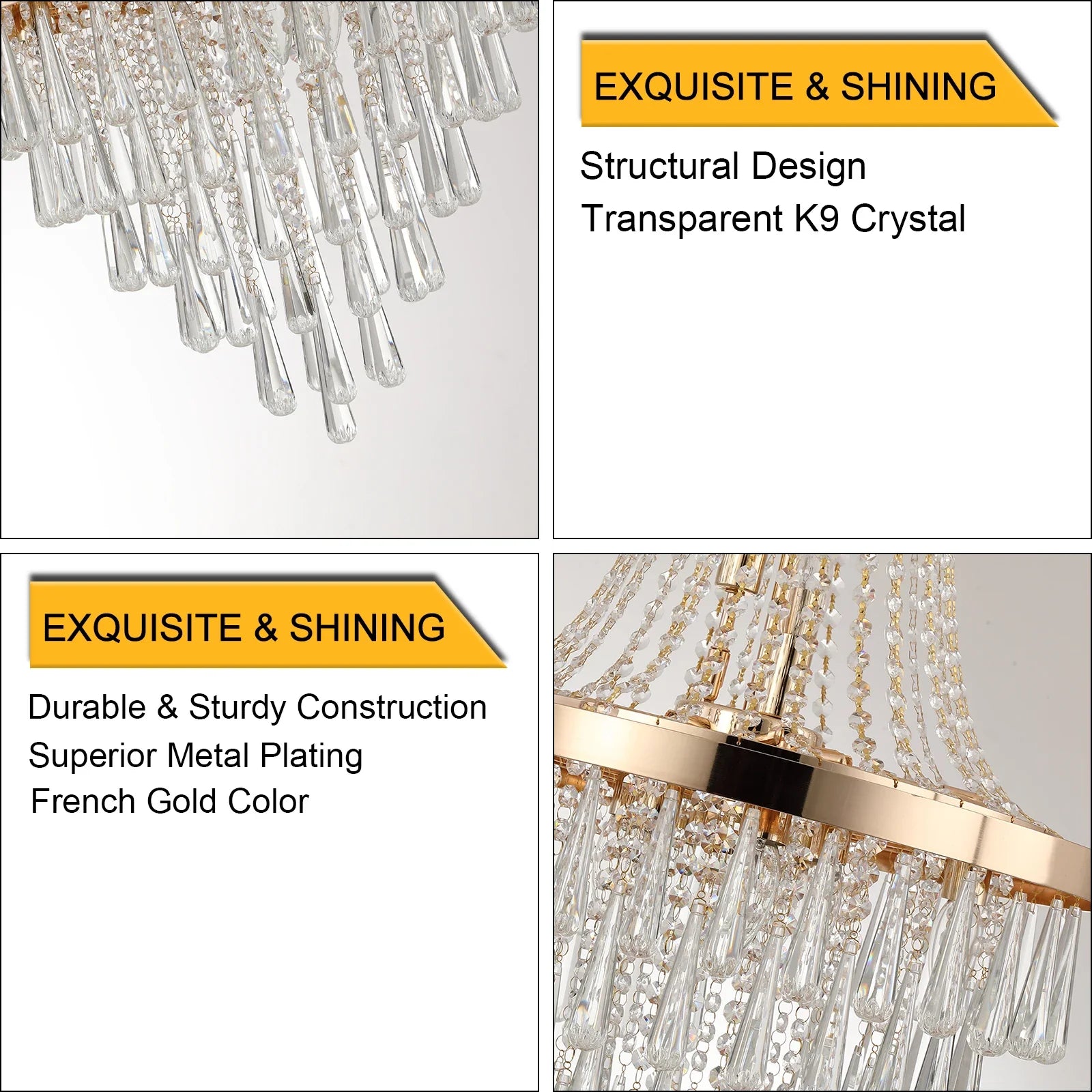 Arabelle 19.7-Inch Gold & Chrome Crystal Chandelier