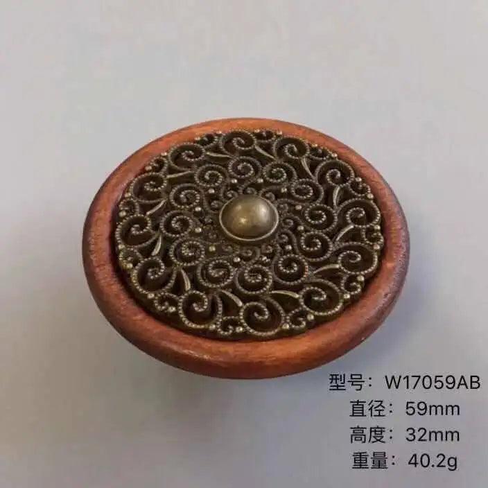 Handmade Wood and Alloy Cabinet Handles – Artistic Drawer and Furniture Knobs for Home Decor W17059AB Knobs