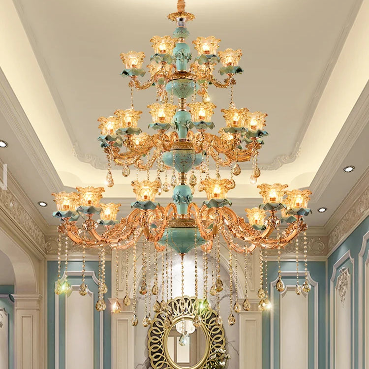 European - Style Duplex Building Chandelier - Elegance For Living Rooms Hotels And Ceramic