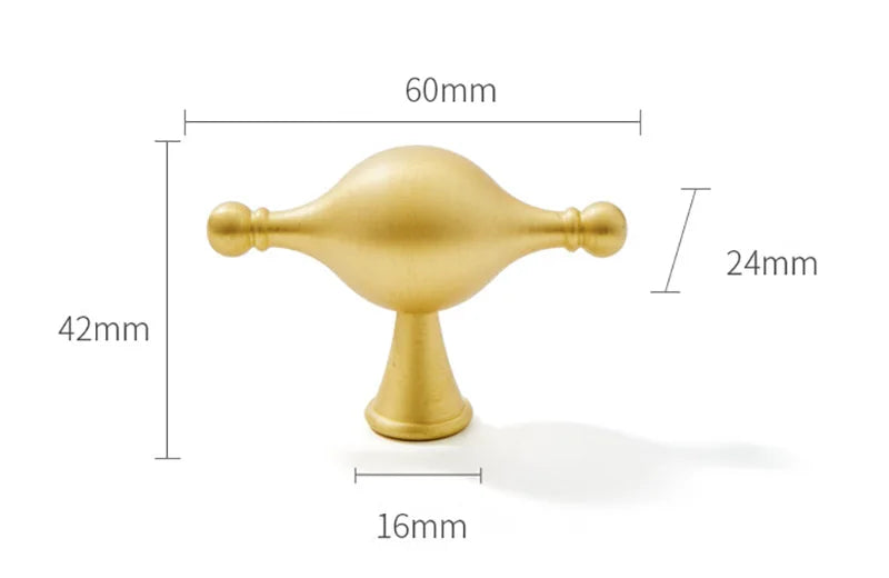 Satin Brass Cabinet Handles – Modern Ball Design Wardrobe Knobs and Drawer Pulls (French Style) 60mm T Handles