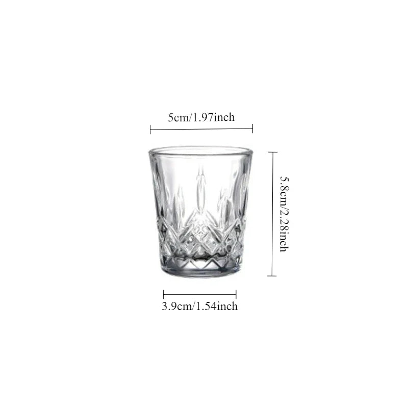 Dlight Decor 6pc Retro Engraved Glass Set Whisky Beer Juice & Water Cups 50ml / 6pcs