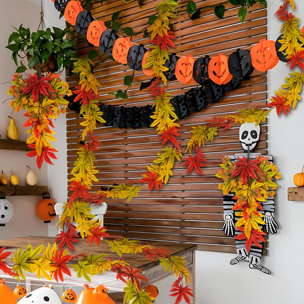 Dlight Decor 200cm Fall Maple Leaf Garland for Autumn and Halloween Decor