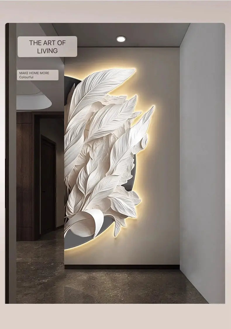 Dlight Decor Feather Mural LED Light for Entry Walls Wall Art