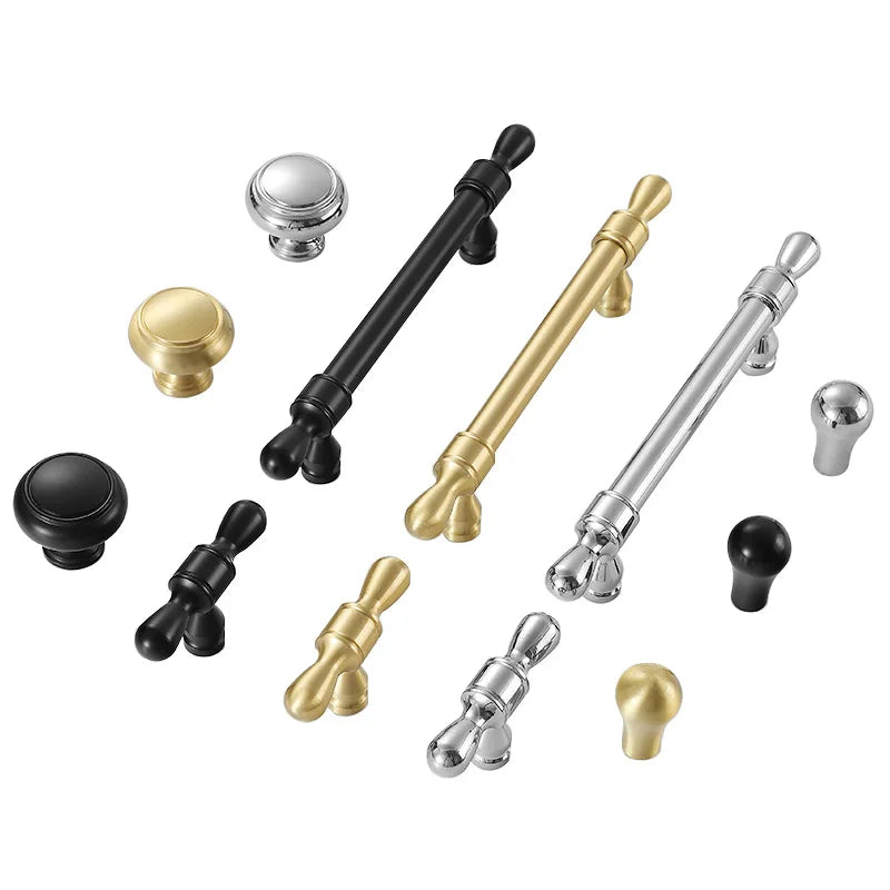 Gold Chrome and Black Brass Wardrobe Handles – Modern Drawer Pulls and Dresser Knobs for Cabinets and Cupboards Handles