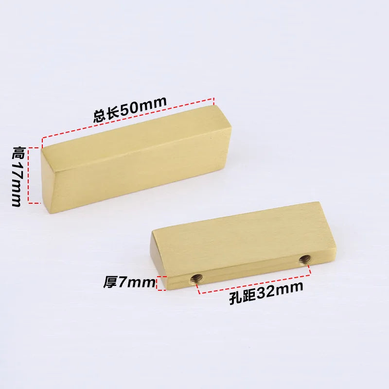Brass Trapezoidal Cabinet Handles - High-End Golden Drawer Pulls for Wardrobes and Furniture Brass-32mm Handles
