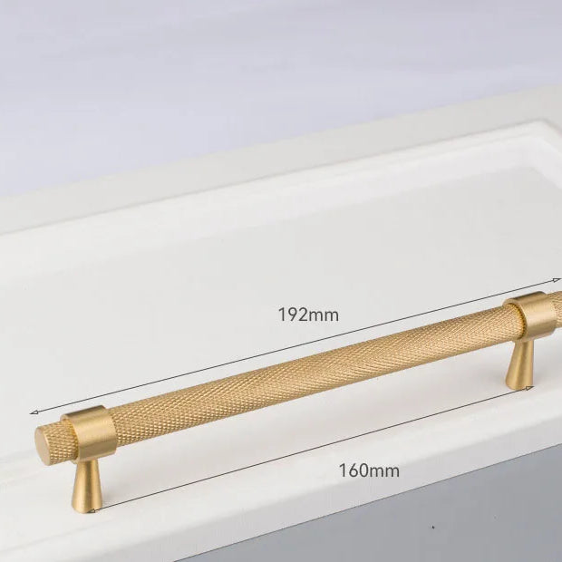 Solid Brass Knurled Cabinet Handles – Gold and Black Wardrobe Knobs and Drawer Pulls 9010-192G Handles