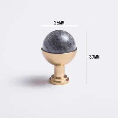 Natural Marble and Crystal T-Bar Cabinet Handles – Modern Brass Knobs for Kitchen Dresser and Furniture Pulls gray-knob