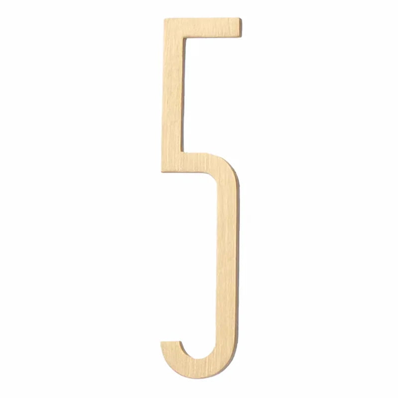 Solid Brass Alphabet Letters and Numbers – Adhesive DIY Door Decor for Home Hotel and Baby Names 5 / 100mm height Brass