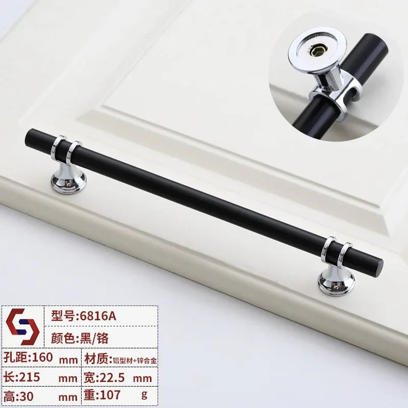 Modern T-Bar Cabinet Knobs and Handles – Sleek and Decorative Design Black silver 160 Handles