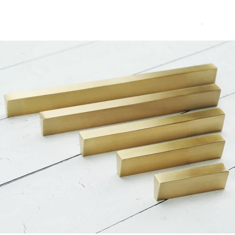 Brass Trapezoidal Cabinet Handles - High-End Golden Drawer Pulls for Wardrobes and Furniture Handles