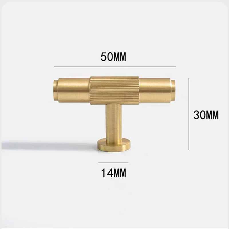 Brass Cabinet Knobs and Knurled T-Bar Handles – Modern Drawer and Furniture Hardware 9015-1-050 Knob