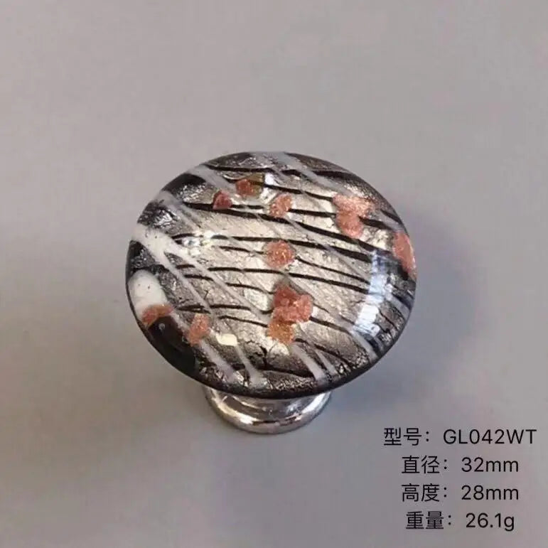 Colorful Floral Glass Cabinet Knobs – Drawer Knobs for Dresser Shoe Cabinet and Kitchen Furniture GL042WT Knobs