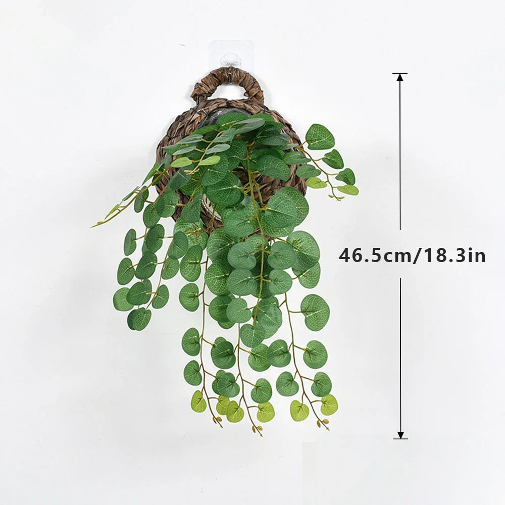 Dlight Decor 64cm Hanging Eucalyptus Vine with Apple Leaves 46.5cm Drak Green